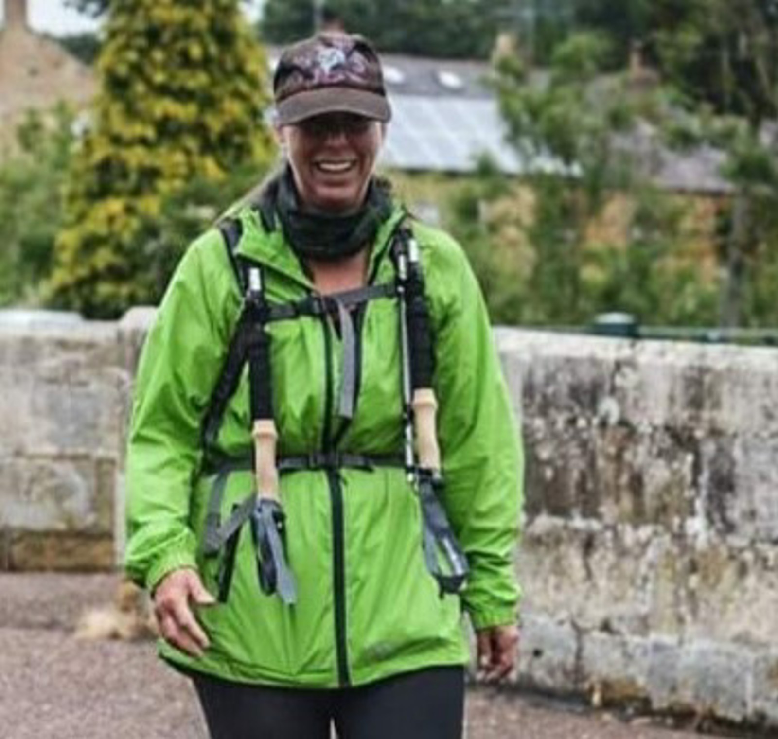 Donna walking on a charity hike.