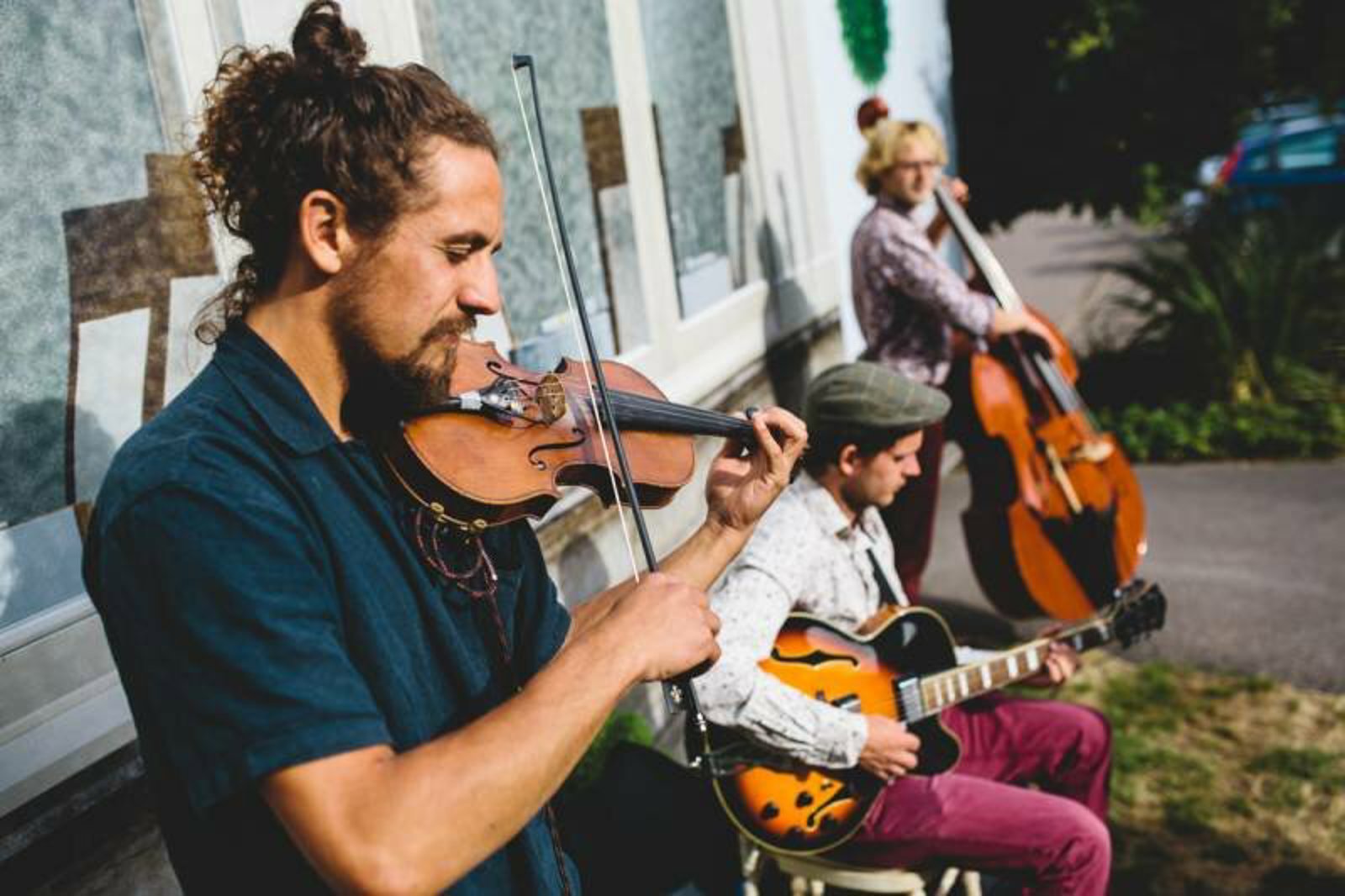 Barrel House Vipers band with their instruments